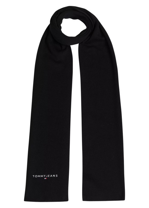 Echarpe en coton noire unie avec nom et logo de...