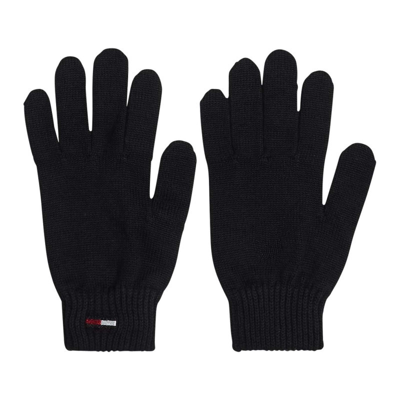 Tommy Jeans - Gants En Coton Noirs Uni Avec Logo Au Poignet Et Bords Côtelés - Noirs Tommy Jeans - Gants En Coton Noirs Uni Avec Logo Au Poignet Et Bords Côtelés - Noirs