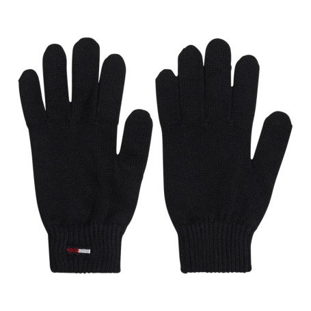 Gants en coton noirs uni avec logo au poignet...