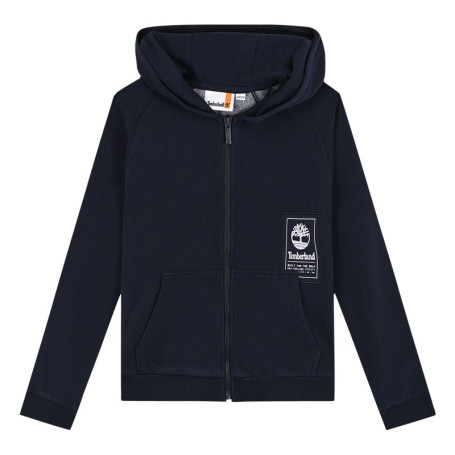 Sweat à capuche zippé en coton mélangé marine...