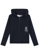 Thumbnail Sweat à capuche zippé en coton mélangé marine uni avec coupe droite