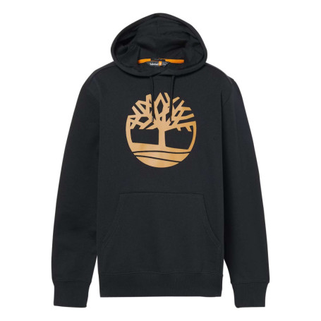 Sweat à capuche en coton mélangé noir uni avec...