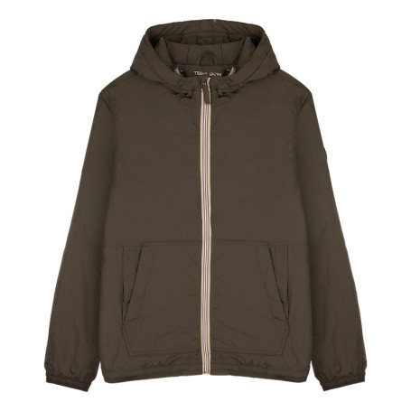 Blouson déperlant kaki avec zip tricolore, col...