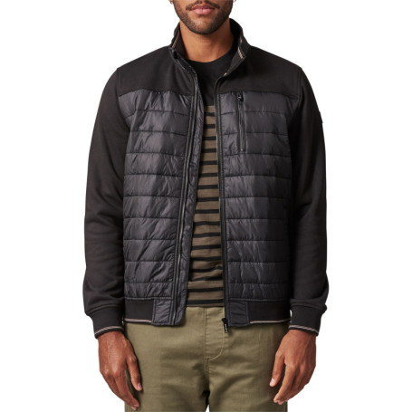 Veste noire zippée bi-matière coupe droite avec...