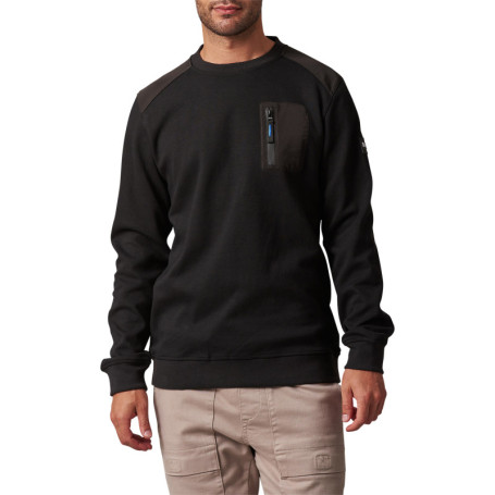 Sweat en coton mélangé noir bi-matière avec un...