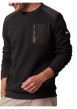 Thumbnail Sweat en coton mélangé noir bi-matière avec un col rond et une poche - Image 3