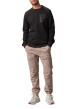 Thumbnail Sweat en coton mélangé noir bi-matière avec un col rond et une poche - Image 4