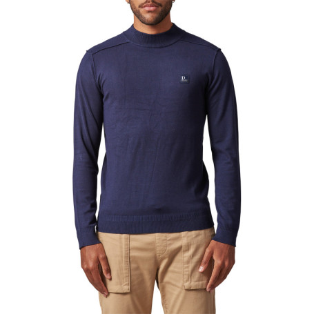 Pull bleu marine uni à coupe près du corps et à...