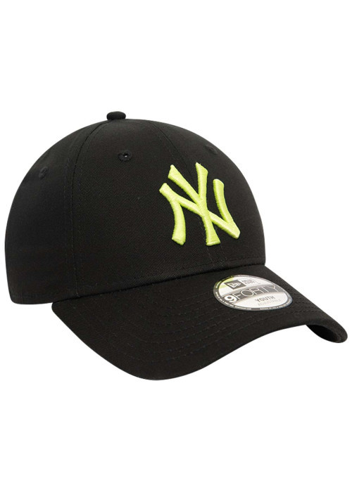 Casquette strapback en coton noire unie avec de la broderie jaune fluo à l'avant