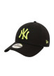 Thumbnail Casquette strapback en coton noire unie avec de la broderie jaune fluo à l'avant - Image 3