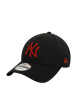 Thumbnail Casquette strapback réglable en coton noire unie avec de la broderie rouge - Image 3