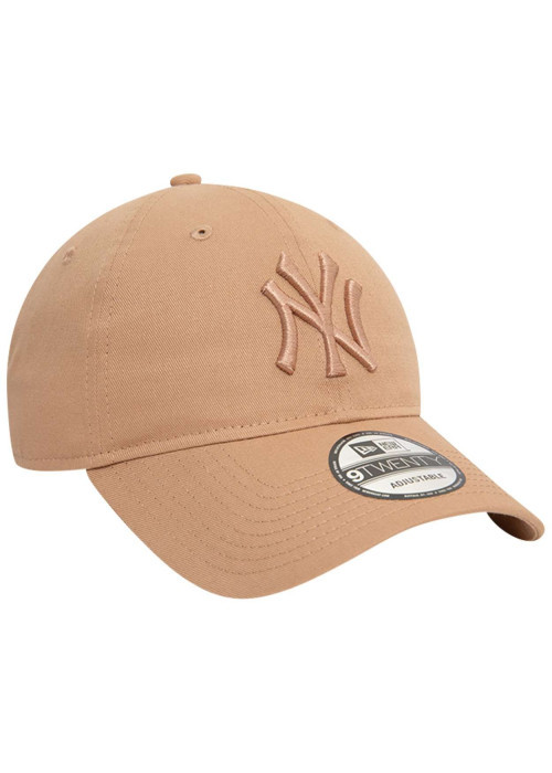 Casquette strapback réglable en coton camel unie avec de la broderie