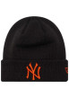 Thumbnail Bonnet noir uni avec de la broderie rouille à l'avant sur le revers