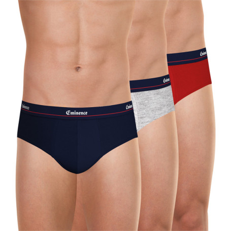 Lot de 3 slips en coton multicolores unis avec...