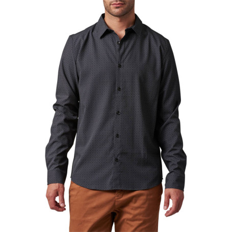 Chemise manches longues noire à coupe droite et...