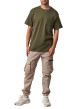 Thumbnail T-shirt kaki uni coupe oversize à col rond et avec une petite poche - Image 4