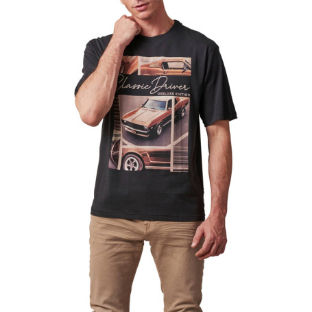 T-shirt en coton gris anthracite imprimé à...