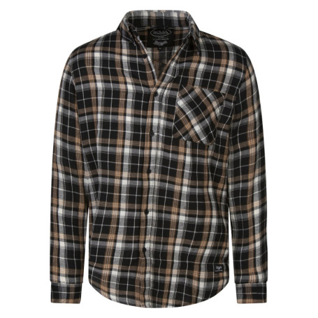 Chemise droite à carreaux avec poche, col...