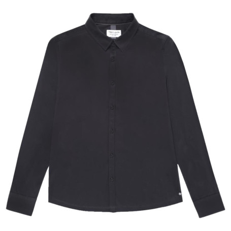 Chemise en coton noire unie avec une coupe...