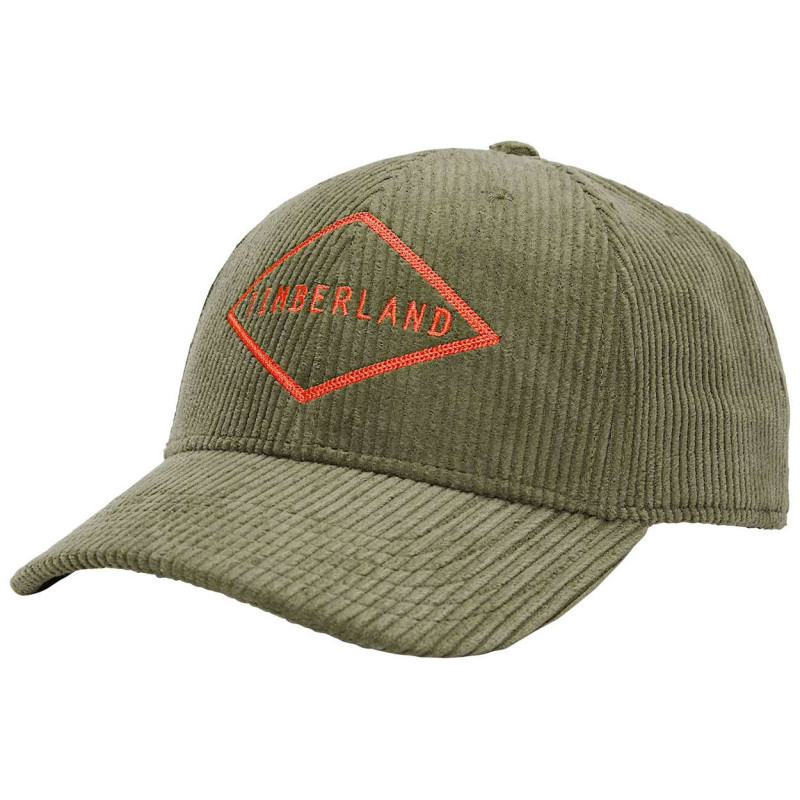 Timberland - Casquette En Coton Mélangé Kaki Unie En Velours Côtelé Avec Broderie Orange - Kaki
