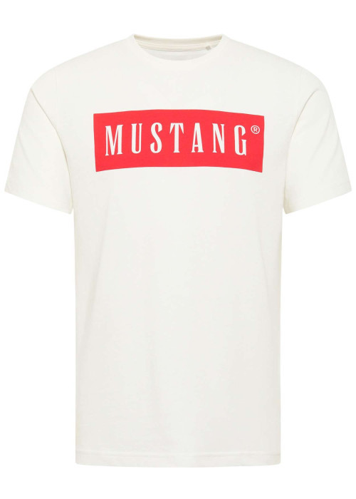 T-shirt Austin en coton blanc à coupe droite avec col rond et logo rouge imprimé