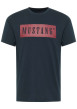 Thumbnail T-shirt Austin droit en coton marine avec col rond et logo bordeau imprimé