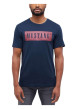 Thumbnail T-shirt Austin droit en coton marine avec col rond et logo bordeau imprimé - Image 4