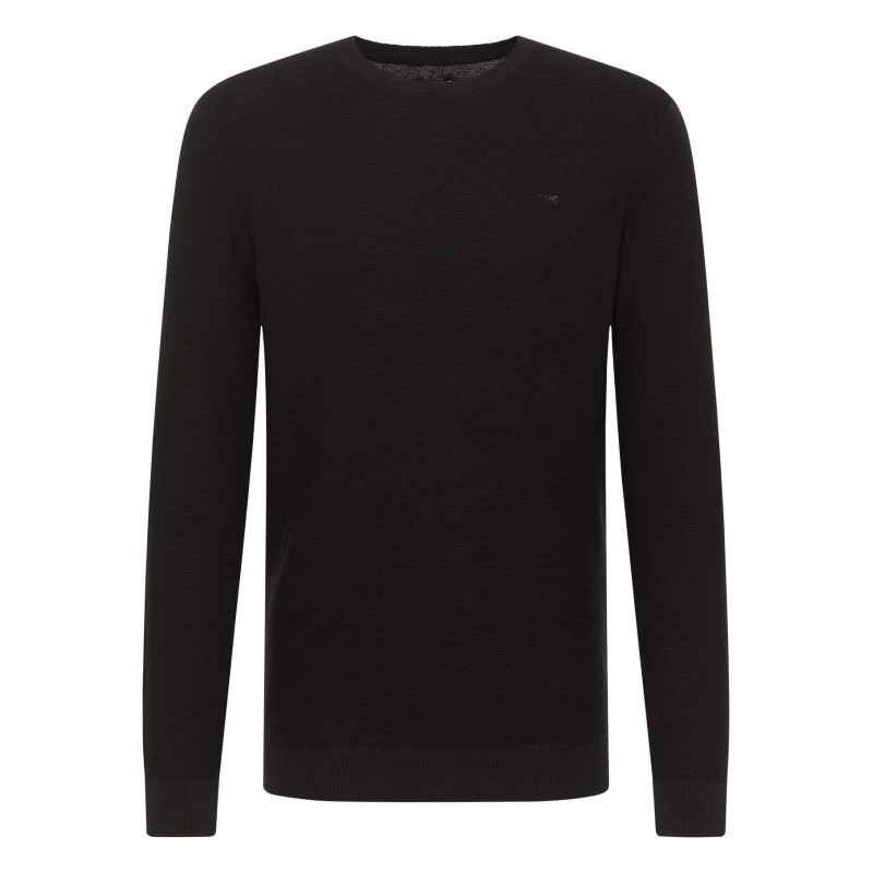 Mustang - Pull Eliot En Coton Marine En Maille Piquée Avec Logo Brodé Et Col Rond - Noir Mustang - Pull Eliot En Coton Marine En Maille Piquée Avec Logo Brodé Et Col Rond - Noir
