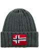 Thumbnail Bonnet vert en maille côtelée avec revers haut et drapeau norvégien