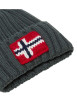 Thumbnail Bonnet vert en maille côtelée avec revers haut et drapeau norvégien - Image 3