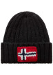 Thumbnail Bonnet noir en maille côtelée avec drapeau norvégien et revers haut