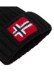 Thumbnail Bonnet noir en maille côtelée avec drapeau norvégien et revers haut - Image 3