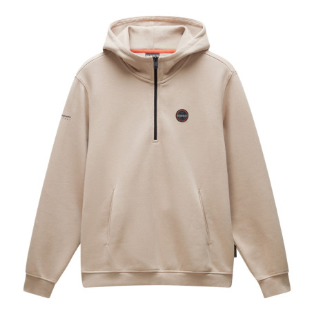 Sweat beige en coton mélangé avec col à capuche...