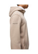 Thumbnail Sweat beige en coton mélangé avec col à capuche demi-zip et logo cousu - Image 3