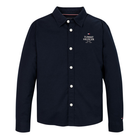 Chemise en coton en transition marine unie...