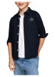 Thumbnail Chemise en coton en transition marine unie ajustée à col français et boutons - Image 4