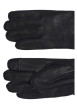 Thumbnail Gants en cuir noirs unis avec poignets en laine aux couleurs de la marque - Image 2