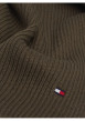 Thumbnail Echarpe en coton mélangé kaki unie cotelée avec logo brodé sur une extrémitée - Image 3