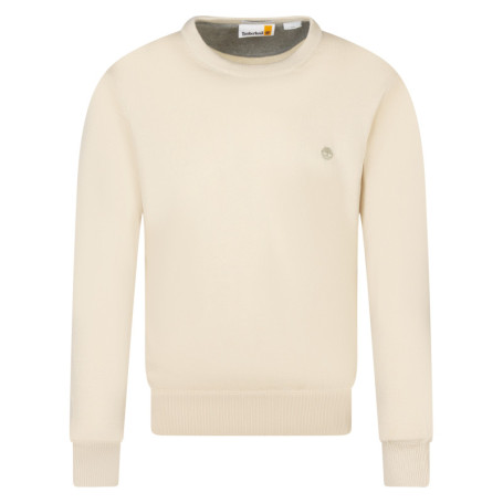 Pull en coton écru maille piquée avec un col...
