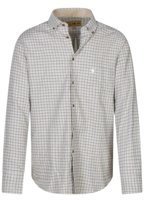 Chemise en coton écrue à imprimé tartan avec un col américain