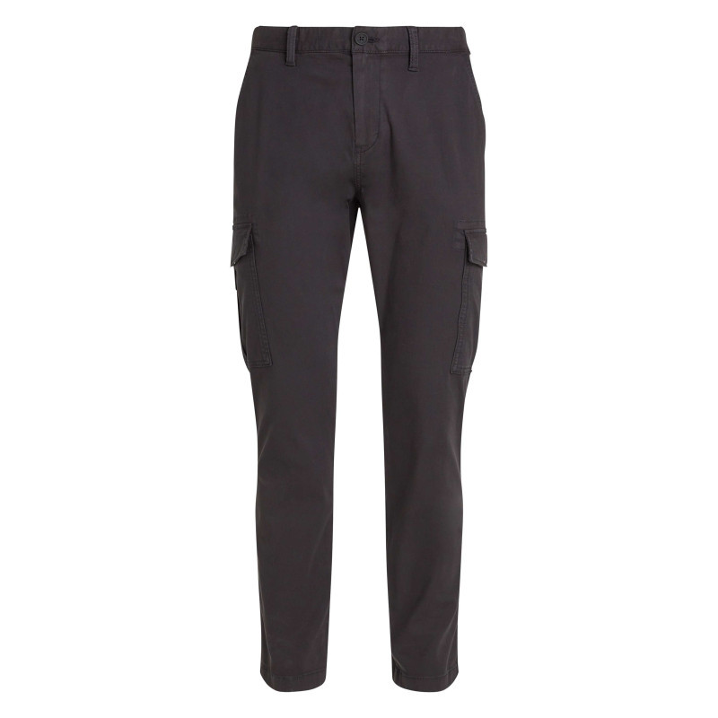 Tommy Jeans - Cargo En Coton Biologique Noir Uni Avec Une Coupe Slim Et Poches à Rabats - Noir