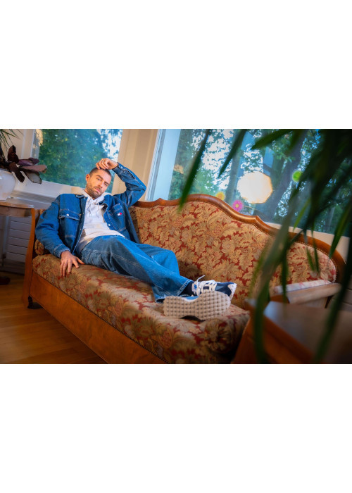 Jean Skater Carpenter en coton mélangé bleu uni avec une coupe droite
