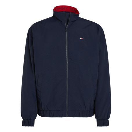 Blouson marine uni à coupe droite, col montant...