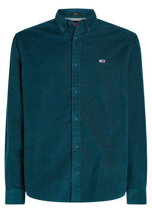 Chemise en coton biologique sapin unie avec une coupe droite et col américain