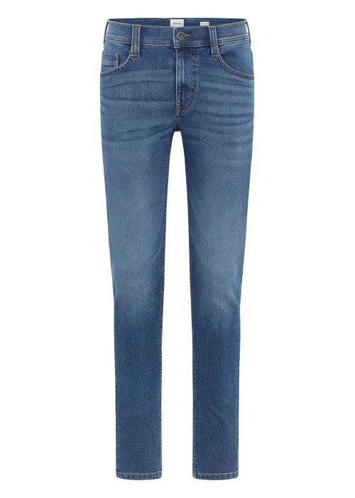 Jean bleu stone délavé avec une coupe slim et une taille basse