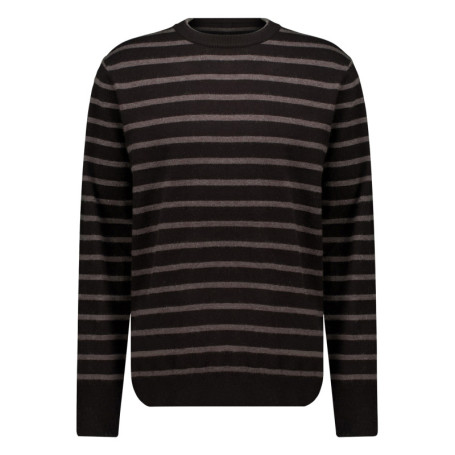 Pull noir rayé avec une coupe droite à col rond...