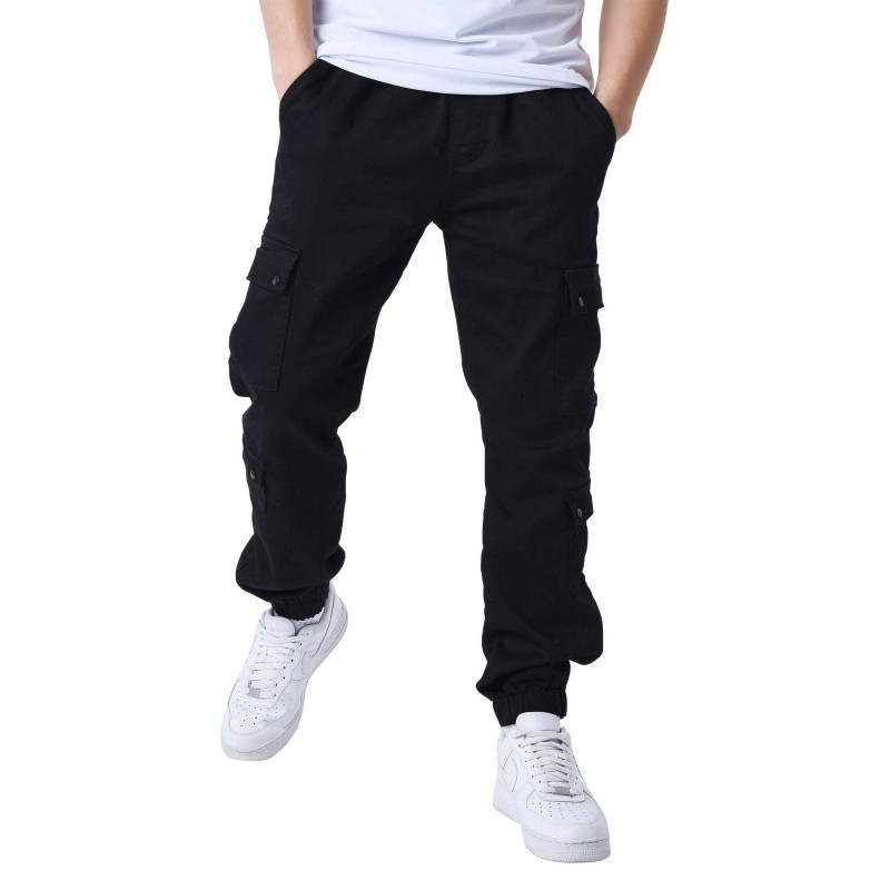 Project X - Cargo En Coton Noir Uni Multi-poches Avec Une Coupe Regular Fit - Noir
