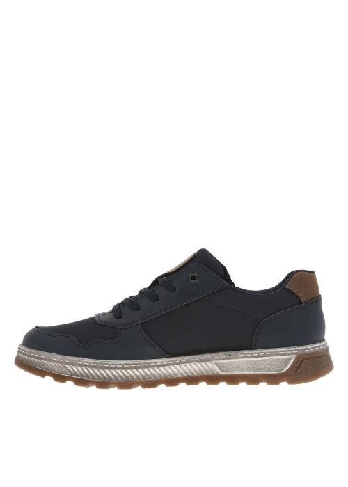 Sneakers marine à talon plat et à lacets plats marine et zip latéral
