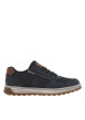 Thumbnail Sneakers marine à talon plat et à lacets plats marine et zip latéral - Image 2