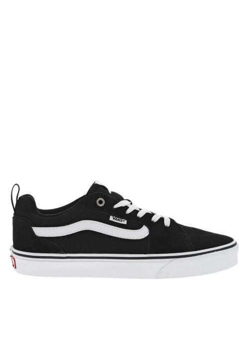 Sneakers noires et blanches à talon plat avec lacets plats et logo